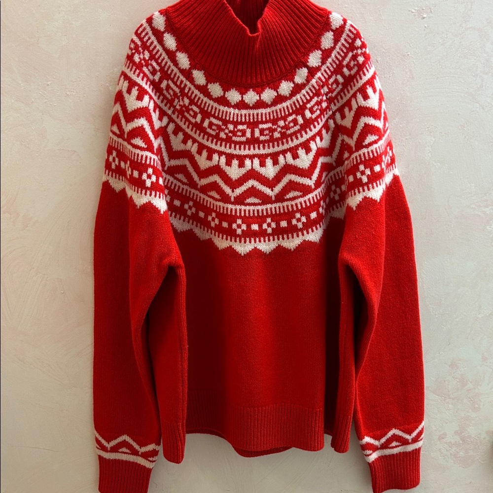 NWT Boden Red and White Fair Isle Sweater